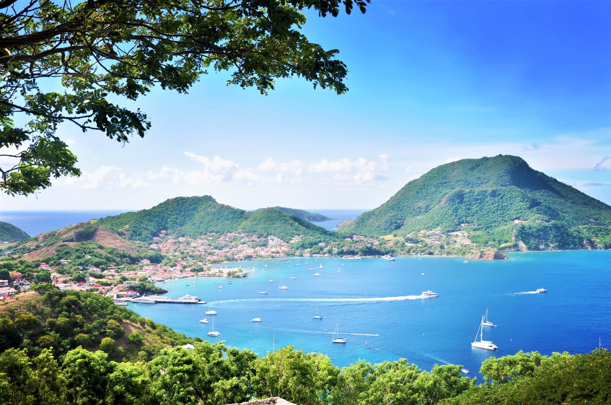Vue aérienne des îles de Guadeloupe