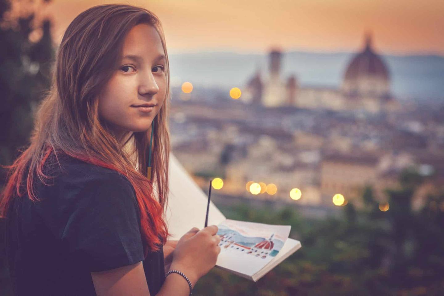 jeune femme qui peint Florence