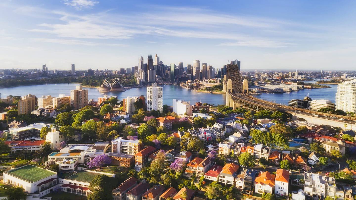 Vue aérienne de Sydney avec son opéra