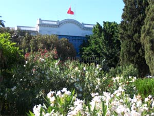 Les jardins du palais Essaada, dans le centre de la Marsa.