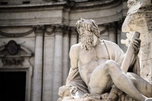 origines des dieux de l'olympe : Statut de Zeus sur la fontaine de la Piazza Navona, à Rome