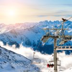 Station de ski dans les Alpes d’hiver. Val Thorens, 3 Vallées, France