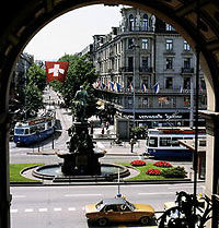 Une vue de la gare centrale vers le bas Bahnhofstrasse