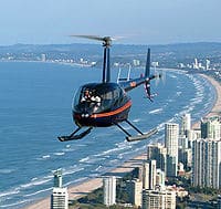 Une vue sur les sites touristiques lors d'un vol en hélicoptère à Gold Coast