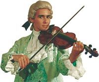 Un musicien en constume de l'époque de Mozart, Vienne