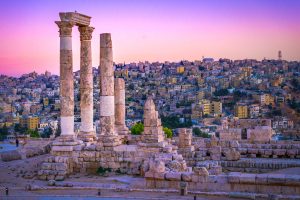 Coucher de soleil sur les ruines d'Amman