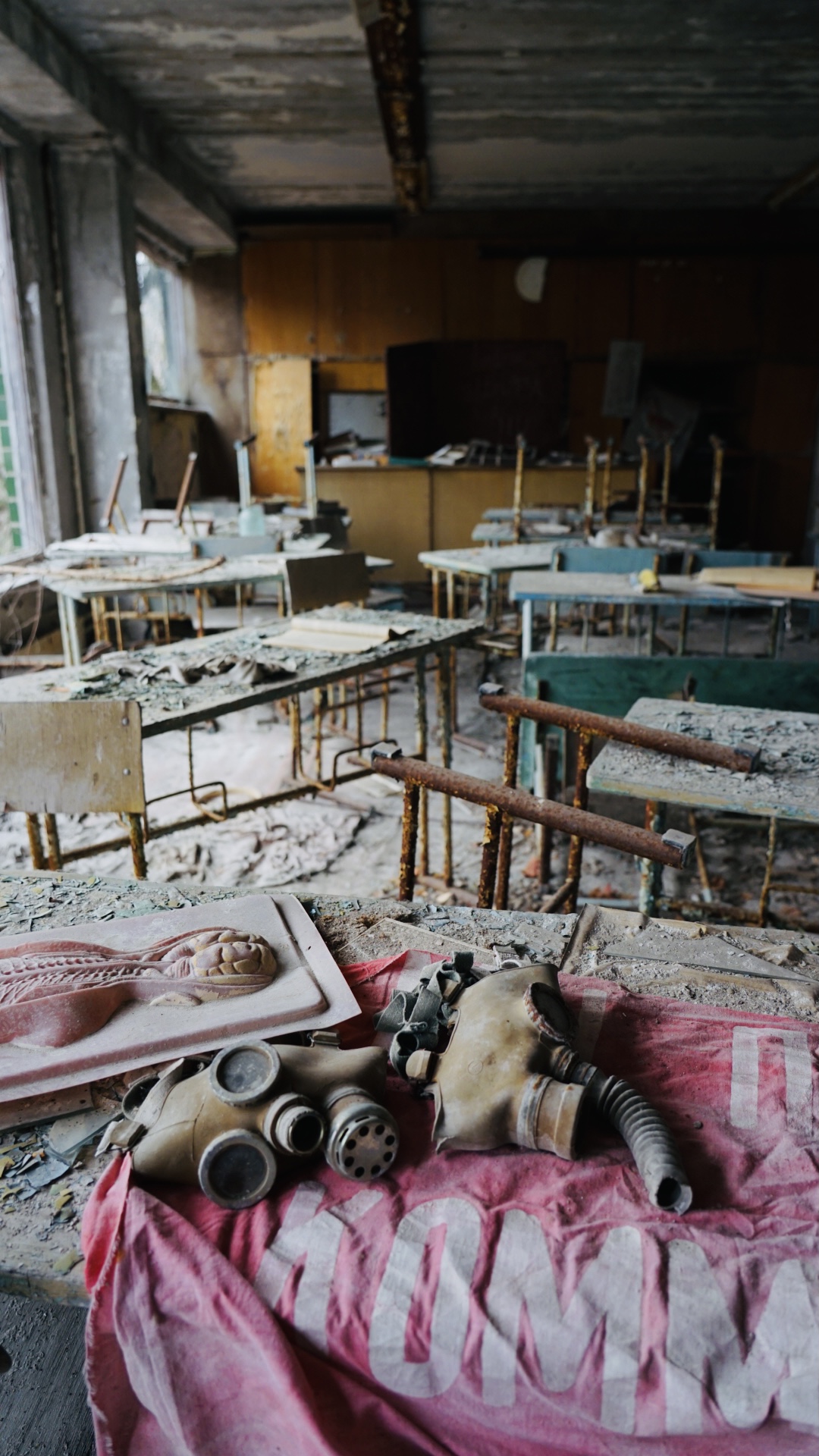 Visite de Tchernobyl : une salle de classe en ruine