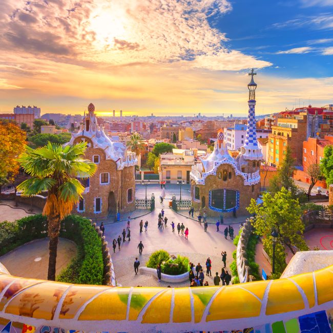 Vue de la ville de Park Guell à Barcelone, Espagne