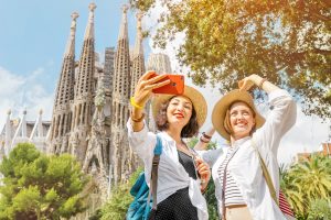 Selfie devant la Sagrada familia à Barcelone