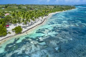 Vue aérienne de la plage du Bois Jolan, l'un des joyaux de Guadeloupe