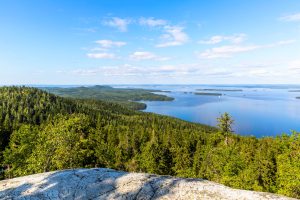 Panorama du parc national de Koli et du lac Pielinen dans la région de la Carélie du Nord, en Finlande.