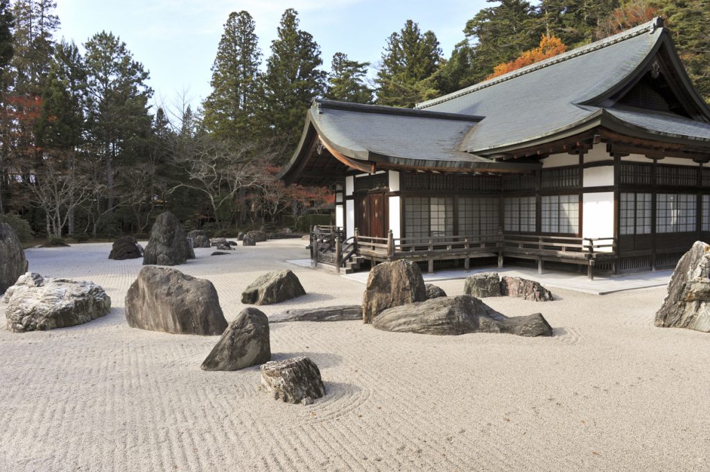Banryutei : jardin zen dans le temple Kongobuji, Mont Koya - Japon