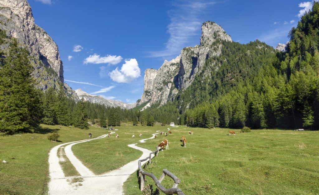 Entrée de la vallée de la Vallunga, Dolomites, Italie